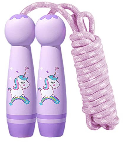 Corda per Saltare per Bambini Con Manico in Legno - Speed Jump Rope Regolabile in Cotone - Ideale per l'Allenamento Fitness per Ragazze e Ragazzi (B)