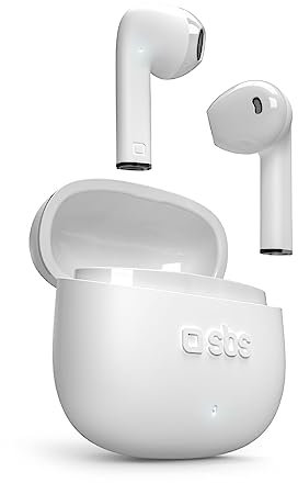 SBS TWS ONE Colour Ohrhörer mit Ladeetui, Touch-Bedienelementen und integriertem Mikrofon, Sprachassistent, bis zu 3 Stunden Hördauer, inkl. USB-C-Ladekabel, weiß