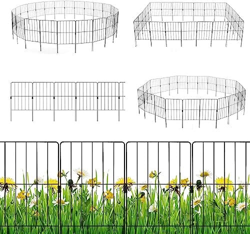 GiantexUK Decorative Garden Fence, 51inx14ft/24inx27ft/24inx16ft Foldable Rustproof Metal Wire Fencing, Outdoor Animal Barrier Border Edge Section for Landscape Patio Yard (24inx27ft Total, 25Pcs)