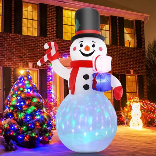 Aceshop 8FT Christmas Inflatable Snowman With Rotating LED Light, Penguins IP44 Weatherproof Blow up Giant Figure for Indoor Outdoor Xmas Yard Garden Decorations