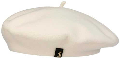 Baskenmütze für Damen, 100 % Wolle, Patrizia Beret, hergestellt in Italien, Cremeweiß., One size