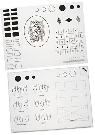 POPETPOP 2 Stück Schwarze Silikon Manikürmatten Nagelkunstmatte mit Waschbaren Fingergitter für Nail Art und Nageldesign zum Stempeln