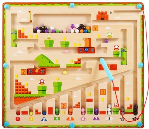 Grriopi Montessori Toys for 2 3 4 5 6 Year Old Boys Girls, Wooden Toys Magnetic Color and Number Maze, Gifts for 2-6 Year Old Boys Girls Educational Toys for Kids Age 2-6