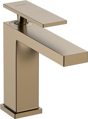 hansgrohe Tecturis E - Waschtischarmatur ohne Ablauf, energiesparend (CoolStart), Wasserhahn Bad mit Auslauf Höhe 117 mm, Mischbatterie Waschbecken wassersparend (EcoSmart+), Brushed Bronze, 73012140