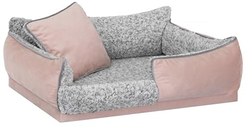 DOGGY Hundebett, Hundematratze, Hundecouch, für kleine und mittel Hunde, Hundekissen, Hundekorb, Haustier, Schlafplatz, Hundemöbel, Lachs, M: 55x40 cm