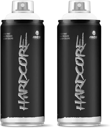 Montana Colors mtn Hardcore Blanco Divinidad, Spray pintura brillante, 400ml (Paquete de 2)