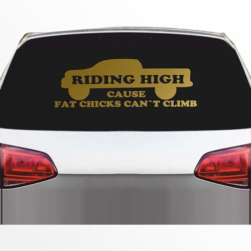 INDIGOS UG - Aufkleber - Autoaufkleber - 600x246 mm - JDM - Die Cut - Riding High - Gold - Tuning - Sticker - Heckscheibe - Auto - Fahrrad - Motorrad