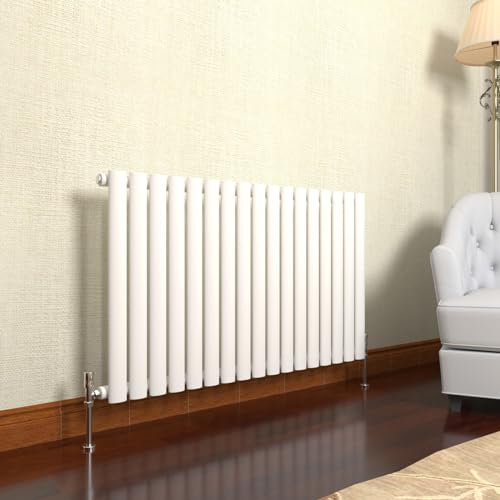 GY Bath Horizontal Radiator White Oval Column Designer 600x1003mm Single Modern Central Heating Rads
