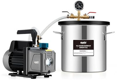 ORION MOTOR TECH 11.4L Vacuum Chamber with Pump Kit, 3.5 cfm Vacuum Pump and Chamber Kit with Tempered Glass Lid 5 ft Hose, Vacuum Degassing Chamber Kit for Stabilizing Wood Degassing Silicone Resin