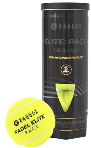 Raquex Elite Padel Balls – 3, 6, 9 or 120 Balls - Two Pressure/Speed Options - For All Court Surfaces - FIP Specification (Elite Pace)