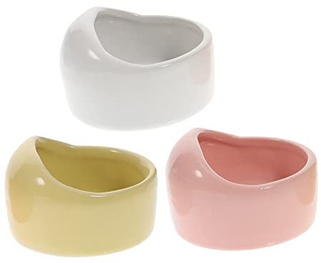 BESPORTBLE 3pcs Colorful Ceramic Hamster Feeding Bowls Anti-bite Pet Bowl Set Small Pet Food and Water Dishes for Hamsters and Small Animals Random Color