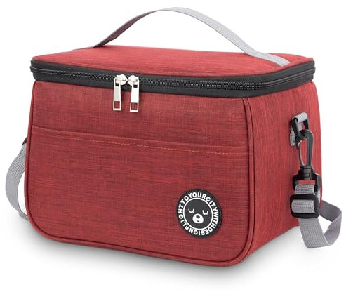 BALIGO Kühltasche 9L, Auslaufsicheres Futter, Isolierte Lunchtasche, Faltbar, Tragbar für Arbeit, Reisen, Büro, Picknick (Rot)