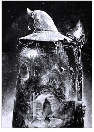 Displate Offiziell Middle Earth MetallPoster Magnetische Befestigung Inklusive Lizenziert Bilder Hochwertiges Poster Gandalf the Grey 67.5 cm x 48 cm