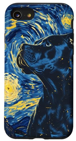 Hülle für iPhone SE (2020) / 7 / 8 Pitbulls Deeply Hued Dog Van Gogh Sternennacht