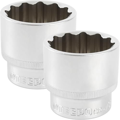 TECPO 2 llaves de vaso dentadas de 1/2 pulgadas, 36 mm, 12 caras