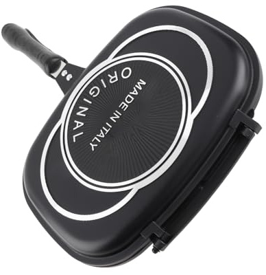 Stufa per grigliare, padella portatile a pressione, doppio lato, risparmio energetico, conducibilità termica, per barbecue, casa, ristorante, colore: Nero