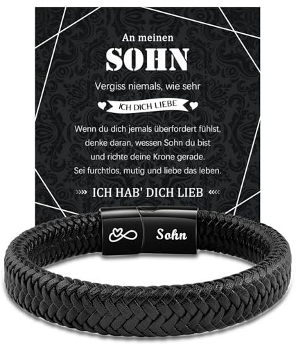 MANVEN An Meinen Sohn Armband Sohn Geschenke Von Mama 18. Geburtstag Junge Lederarmband Gravur Herren Geburtstagsgeschenk Motivationsges Weihnachtstag Abschluss Abitur My Son 20.5cm