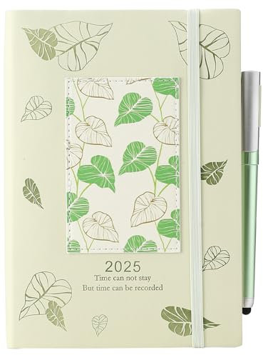Mljtoyo Agenda 2025, formato A5, una pagina al giorno, con copertina morbida, organizer giornaliero con penna, adesivi, produttività, agenda giornaliera A5, con linguetta mensile, fasce elastiche, 3