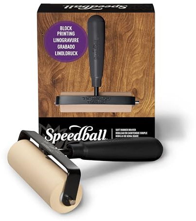Speedball 4 Soft Rubber Brayer, Heavy Duty Steel Frame, Black, Block Printing, Printmaking Tools, Brush Roller, Scrapbooking Art Craft Supplies, Decoupage, Art Tools