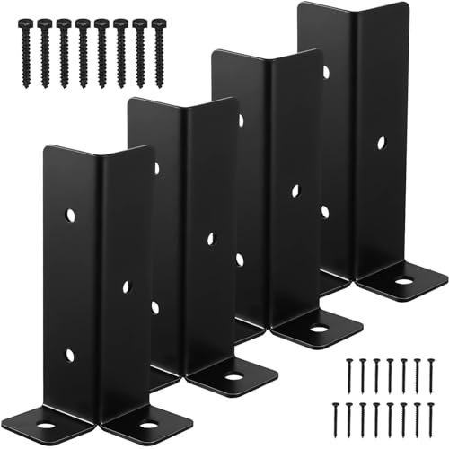 jojofuny Deck Post Anchor Base Brackets 4 Pcs Adjustable Iron Fence Post Brackets Screws for Decks Fences Pergolas