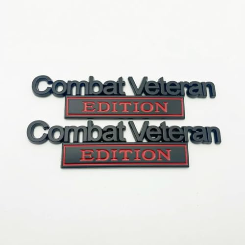 Paar Set Combat Veteran Edition Emblem 3D Badge erhöhte Aufkleber Außen LKW Aufkleber Ersatz für Universal Fahrzeug SUV Motorrad (Schwarz Rot)