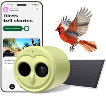 Hibird 4K HD Smart Bird Feeder Camera, Solar-Powered, 2.4G/5G Dual WiFi, 6X Slow-Motion Video, AI Identifies 10,000+ Species