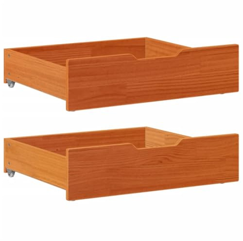 Juroupi Under-Bed Drawers 2 pcs Wax Brown 65x55x16 cm Solid Wood Pine-850937