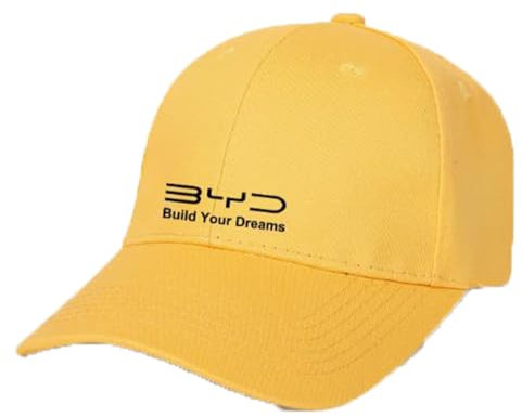 JKIOHG Auto Baseball Cap für BYD Atto 3 /Dolphin /e6 /Seal/Song Plus/Tang/Yuan, Unisex Auto Baseballkappe Autoplakette Herren Damen Kappe Verstellbar Basecap Cap Accessoires,F Yellow