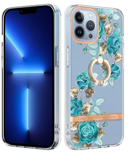 BEENTRYS Handyhülle für Nokia G20 / G10 Hülle,Transparent Blumen Muster Niedliche Ringhalter Ständer Damen Mädchen Stoßfest PC+TPU Schutzhülle für Nokia G20 / G10-HC002
