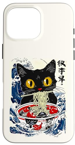 Cat Ramen Japanese Funny Graphic apparels Kawaii Anime Merch Case for iPhone 16 Pro Max