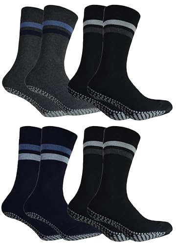 Herren Damen ABS-Anti-Rutschsocken ohne einschneidenden Gummirand | atmungsaktive Noppen Socken Hausschuh Ersatz sicherer Halt Homesocks Rutschfeste Stoppersocken Baumwolle