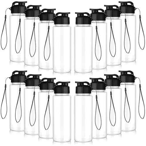 LYDTICK 16 Pack Bulk Water Bottles-17oz Plastic Sports Water Bottles for Kids and Adults Leak Proof, Reusable for Gym Travel School Office, Black