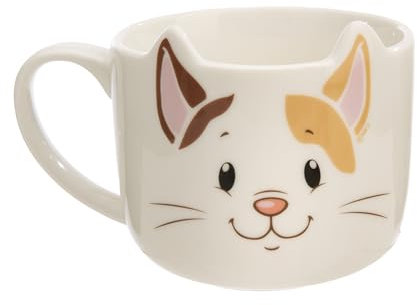 NICI diseño de Gato de la Suerte de 350 ml, 9 x 9,5 cm, Blanca, Taza Porcelana con asa para té, café y Otras Bebidas frías y Calientes, Leche, Cacao, 62177, Color