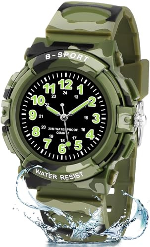 CKV Kids Watch Analog Waterproof Time Teaching for Boys Girls(Green)