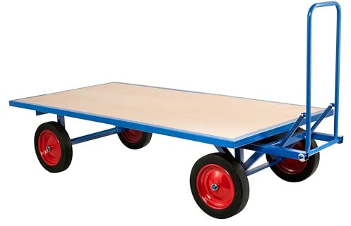 The Workplace Depot Flatbed Turntable Trolley – 1000 kg Capacity, Heavy-Duty Blue Steel Frame, Solid-Rubber Wheels – Ideal for Warehouses, Workshops & Events