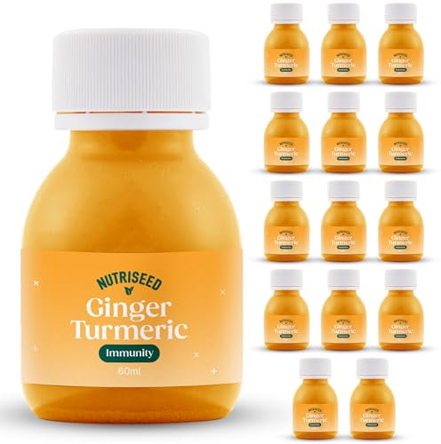 Nutriseed Ginger Turmeric Shots (14 x 60ml) - 100% Natural Ingredients, Cold Pressed, Flash Frozen to Ensure Optimum Nutritional Levels, No Added Sugar, Boosts Immunity & Provides Instant Energy