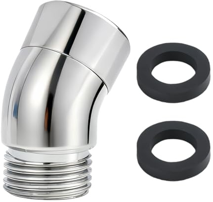 Adaptateur de Pommeau de Douche 135 Degrés, Raccord de Tuyau Universel 1/2 Pouce, Coude Orientable Chromé Anti-Fuite, Pièce Articulée pour Douchette Murale et Flexible de Douche