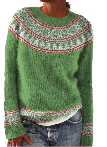 TBloevwlh Bunte Kaschmir Cashmere Pullover Damen Pullover Damen Y2K Vintage Geometrische Plaid Sweater Langarm Loose Rundhals Strickpullover Casual Sweatshirt Pulli Elegant Jumper Oberteile Oversize