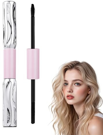 ZWWOGE Double Head Metal Mascara Schwarz Wasserfest, Lengthening Curling 4D Eyelash Iron Wand Mascaras für Length und Volume, Wimperntusche mit Metallbürste für Augen Makeup