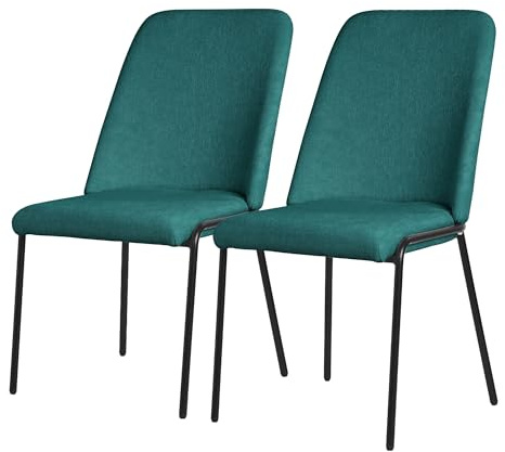 ML-Design Esszimmerstühle 2er Set Petrol, Küchenstühle mit Stoffbezug und Metallbeinen, Wohnzimmerstuhl mit Rückenlehne, Polsterstühle für Esszimmer & Küche, Gepolsterte Stühle Ergonomischer Sessel