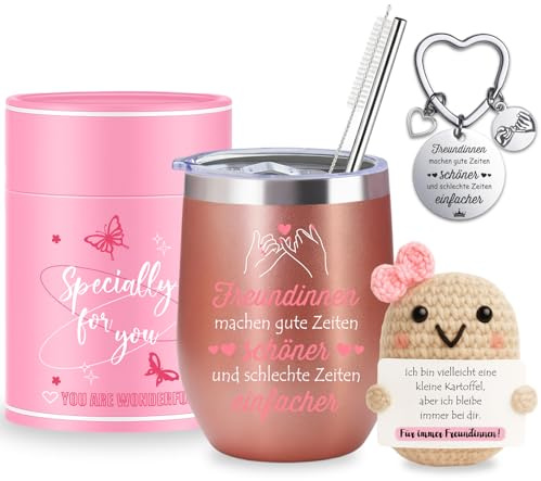 Farbeele Geschenk für Frauen, Freundschaft Geschenk Thermobecher 350ml, Geburtstagsgeschenk für Mama, Frauen, Freundin, Beste Freundin, Weihnachten, Dankeschön Geschenkidee, Positive Kartoffel