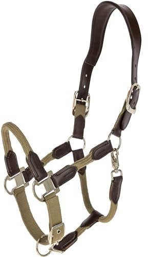 Covalliero - Halfter Cordano Deluxe FS26 – Robustes Halfter für Pferde – optimale Passform – Pferdehalfter mit Karabinerhaken & Leder-Genickriemen – Braun (Walnut) – Warmblut