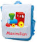 Kindergartenrucksack Kinder Rucksack bedruckt mit Namen und Motiv Spielzeug pink blau rot hellblau (Eisenbahn, hellblau)