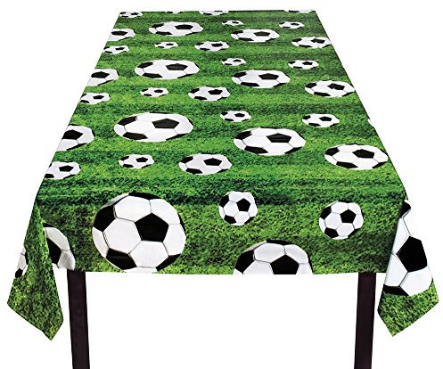 Boland 62509 - Tischdecke Fußball, Größe 180 x 120 cm, Tischtuch aus Polyesterstoff, Dekoration, Bundesliga, Champions League, Geburtstag, Party