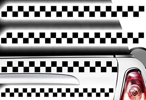 HR-WERBEDESIGN Aufkleber Karomuster Race Turbo Flag Seitenaufkleber Karo Sticker Taxi Dekor x1ß