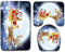 WElinks 3-teiliges Badezimmermatten-Set, Weihnachts-WC-Sitzbezug-Set, Weihnachtsaufkleber, Fußmatte, Badematte, Rutschfester Vorleger, WC-Abdeckung, Weihnachtsdekoration für Zuhause und Badezimmer