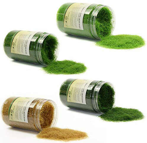 Evemodel 4 Flaschen*35g Grün 12mm Streugras Wiese Static Grass Powder Modellbahn Layout Gras Natürliche Farbe
