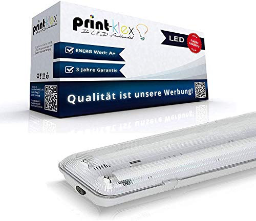 Print-Klex GmbH & Co.KG Doppelhalter für LED Röhren 150cm T8 G13 Röhrenhalter Fassung Halter ohne LED Feuchtraumleuchte Arbeitsbeleuchtung mit Schutzabdeckung