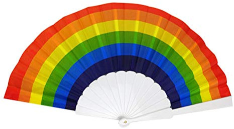 TOYANDONA Handfächer, Regenbogen-Fächer, faltbar, Kunststoff, Regenbogen-Fächer, für DIY Malerei, 23 cm