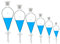 Embudo separador cónico de pared pesada de borosilicato, 60 ml, 125 ml, 250 ml, 500 ml, 1000 ml, con tapón PTFE